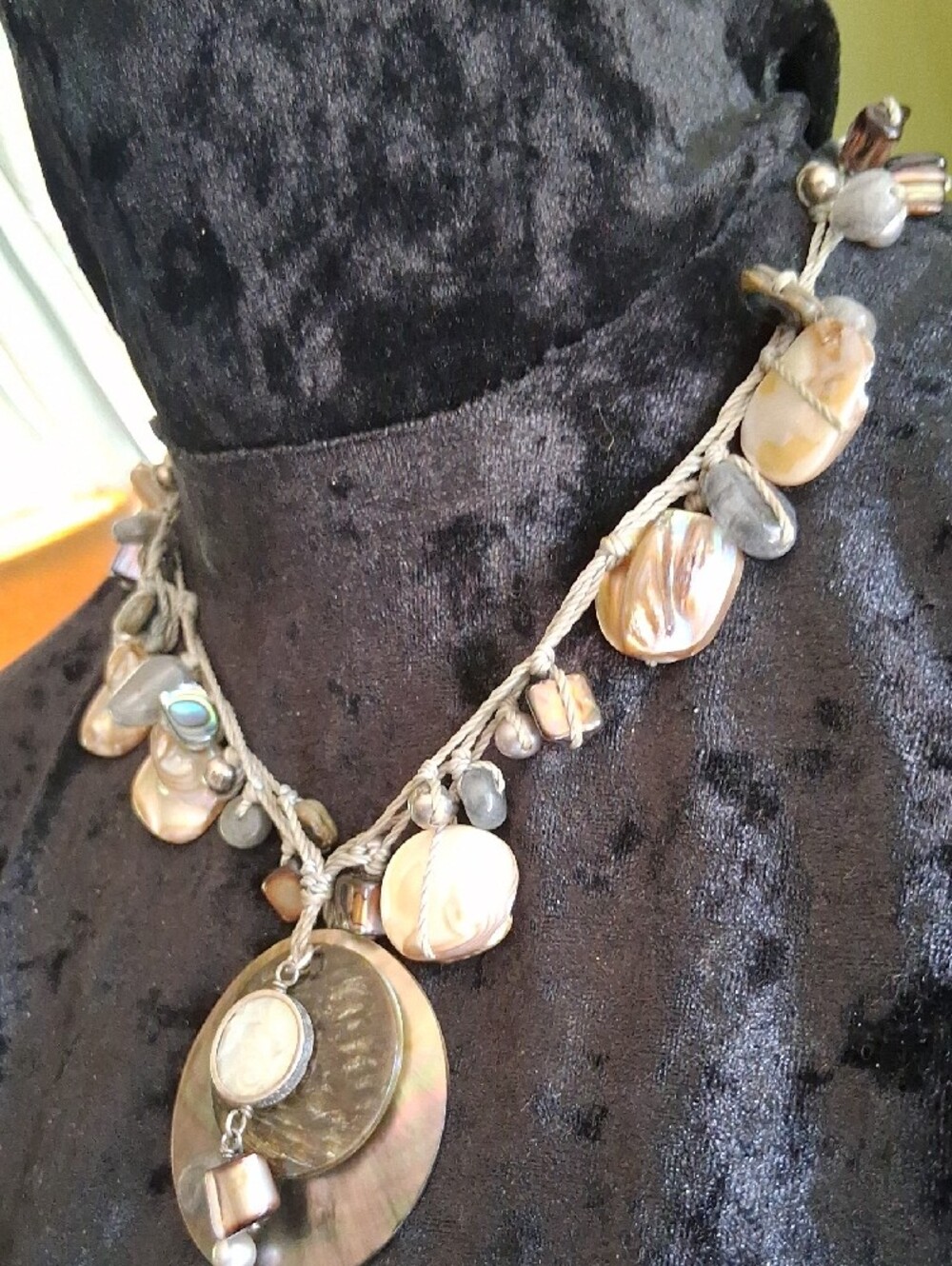 Silpada Boardwalk Iridescent Shell & Pearl & 925 Drop Pink and Brown 20+2 - Picture 8 of 12